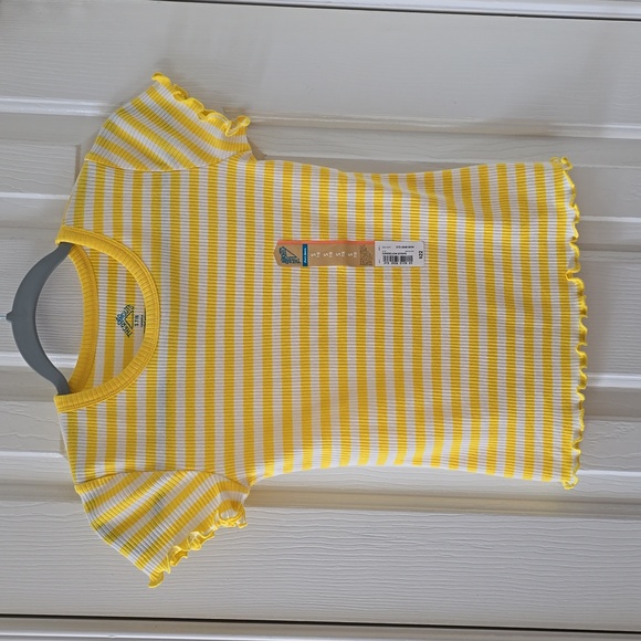 THEREABOUTS GIRLS YELLOW STRIPED SHORT SLEEVE TOP SIZE SMALL 7/8 - Picture 2 of 9
